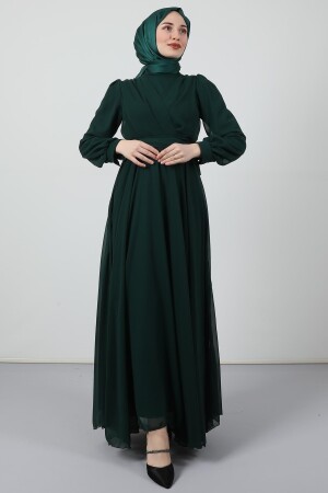 Chiffonkleid mit überkreuzter Vorderseite in Smaragdgrün - 3