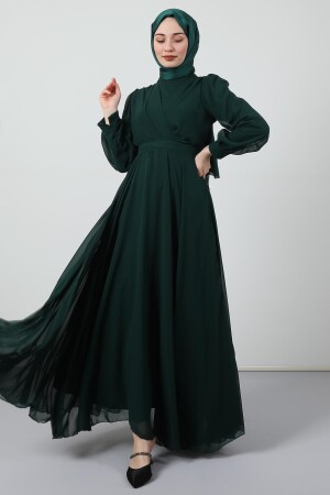 Chiffonkleid mit überkreuzter Vorderseite in Smaragdgrün - 4