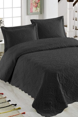 Çift Kişilik Microfiber Kapitone Yatak Örtüsü Ivy Siyah - 1