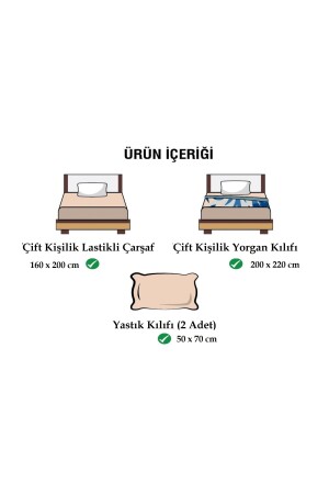 Çift Kişilik Nevresim Takımı (160x200 Lastikli Çarşaf-yorgan Kılıfı-y.kılıfı) Çizgili Beyaz NVRCZG160 - 4