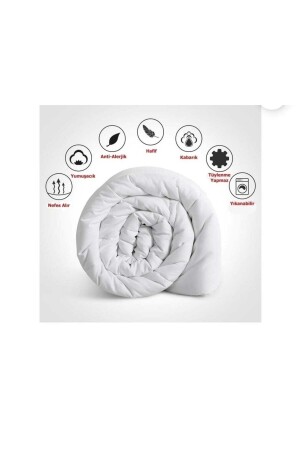 Eco Night Çift Kişilik Yorgan Yastık Set Microfiber Beyaz Yorgan Kışlık Termal Pmuk Yorgan Seti Flores gri - 9