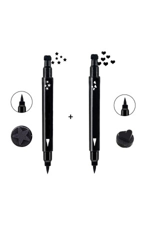 Çift Uçlu Eyeliner Yıldız Ve Kalp Desenli 2li Ekonomik Set - 3