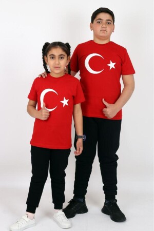 Çiko Kids Kinder-T-Shirt aus Baumwolle mit türkischer Flagge (UNİSEX) 5–13 Jahre - 1