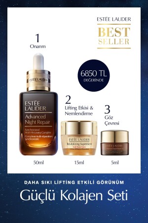 Cilt Bakım Seti - Advanced Night Repair Serum 50ml Göz Kremi 5ml Supreme Soft Nemlendirici 15ml ELTY32 - 2