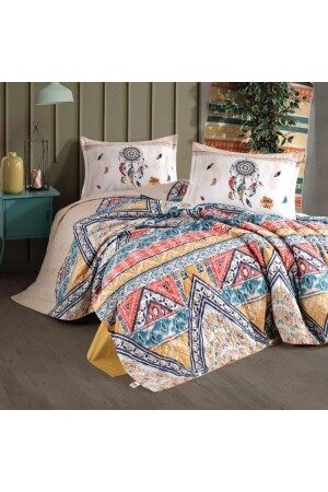 Clasy Double 4 Season Quilted Duvet Cover Set Boho Beige Ç. K 4 Jahreszeiten Boho - 2