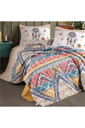 Clasy Double 4 Season Quilted Duvet Cover Set Boho Beige Ç. K 4 Jahreszeiten Boho - 4