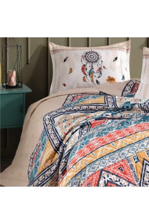 Clasy Double 4 Season Quilted Duvet Cover Set Boho Beige Ç. K 4 Jahreszeiten Boho - 5