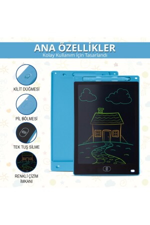 Çocuk Yazı Tahtası Renkli e-Yazı Tahtası Digital Yazı Tahtası Çizim Tableti 10.5 Inç Ekranlı Kırmızı - 5