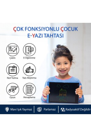 Çocuk Yazı Tahtası Renkli e-Yazı Tahtası Digital Yazı Tahtası Çizim Tableti 10.5 Inç Ekranlı Kırmızı - 6