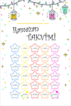 Çocuklar Için Oruç Çizelgesi - Ramazan Ayı Oruç Çizelgesi - Ramazan Sticker K rm - 3