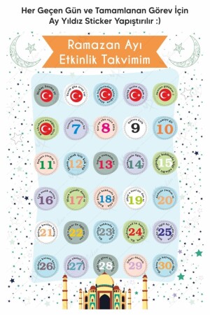 Çocuklar Için Ramazan Ayı Oruç Çizelgesi - Ramazan Sticker Çocuk Imsakiyesi, Ramazan Etkinlik k739 - 4