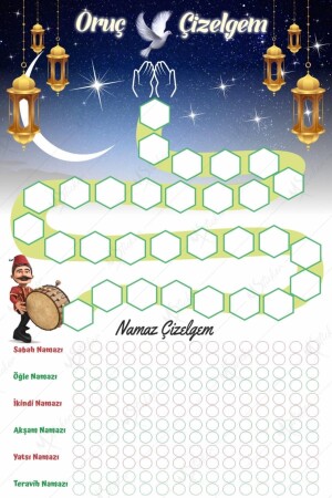 Çocuklar Için Ramazan Ayı Oruç Ve Namaz Çizelgesi - Ramazan Sticker k741 - 1