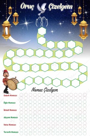 Çocuklar Için Ramazan Ayı Oruç Ve Namaz Çizelgesi - Ramazan Sticker k741 - 3