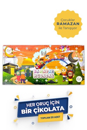 Cocuklar icin Ramazan Takvimi - 32 Adet 100% Helal Cikolata - Oruç Tutuyorum - 1