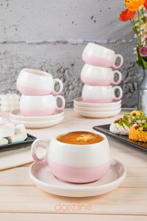 Coffeart Pink handgemachtes Nescafe, Mokka, Americano, Filterkaffeetassen-Set 6-teilig 359-6 - 1