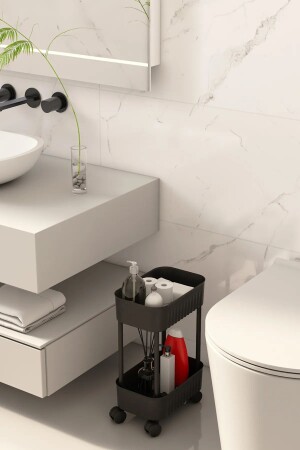 Çok Amaçlı 2 Katlı Banyo Organizer Düzenleyici Dolap Içi Tezgah Altı Tekerlekli Organizer - 4