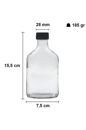 Cold Brew, transparent, 200 ml, 6 Stück, flache, transparente Glasflasche mit auslaufsicherem schwarzem Kunststoffverschluss (kalter Kaffee), BNM005 - 5