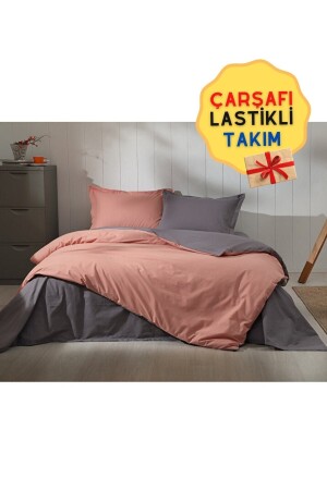 Colormix Lastikli Çarşaflı Tek Kişilik Kiremit Antrasit Nevresim Takımı özdilektk-colormix - 2