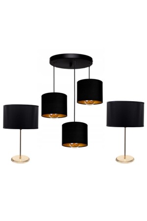 Concept Wohnzimmer-Set, 2-teilig, Lampenschirm, 1-teilig, Kronleuchter. Wohnzimmer-Set – GELB - 2