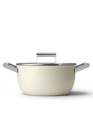 Cookware 50's Style Krem Cam Kapaklı 24 Cm Tencere CKFC2411CRM - 3