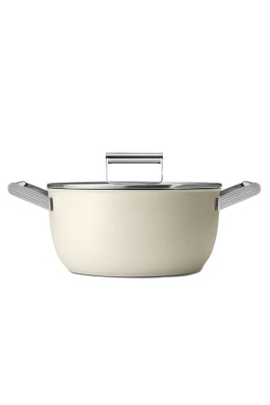 Cookware 50's Style Krem Cam Kapaklı 24 Cm Tencere CKFC2411CRM - 4