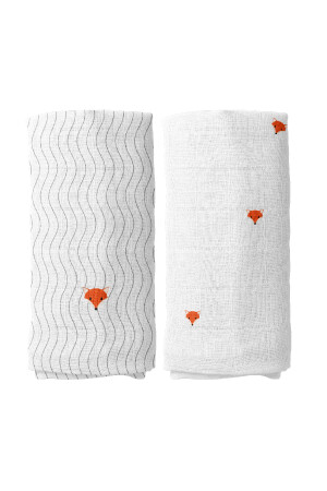 Cool Fox besticktes Musselin-Bezugsset aus 100 % Baumwolle (90 x 90 cm, 2 Stück) BABYMUSLIN0104 - 4