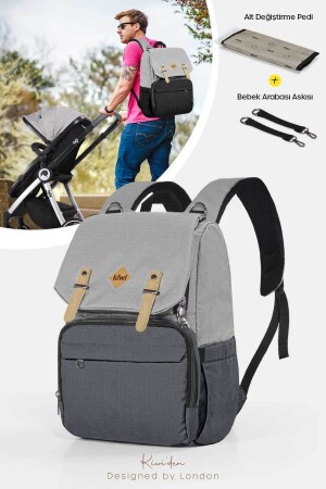 Coolbag Mother Baby Care Rucksack – Kleiderbügel – Öffnung unten – Thermoöse – wasserdicht / grau-anthrazit - 2