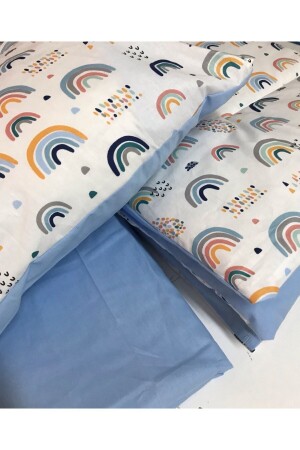 Cotton Child 70x110 Pillow Sheet Comforter Set Rainbow Blue For Park Crib - 7