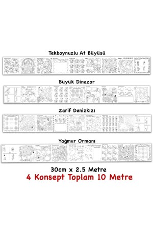 Çöz, Çiz, Boya, Kes - Dev Boyama Kağıdı - 4 Konsept Boyama Rulosu Büyük Boy Toplam 10 Metre Uzunluk 10M - 4