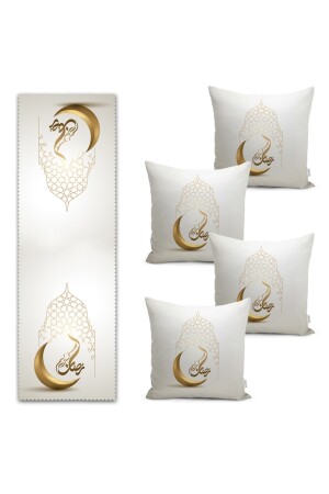 Crescent Design Ramadan-Motiv, modernes Läufer- und Wurfkissenbezug-Set, 43 x 43 - 3