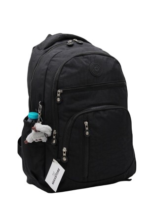 Crinkle-wasserdichter Stoff, schwarze Farbe, großer Unisex-Schulrucksack und Reisetasche // 1700 610001 - 3