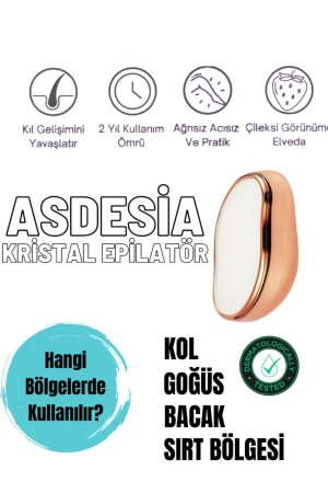 Crystal Eraser Epilasyon Aleti Tüy Silgisi Tüy Alıcı Fiziksel Kristal Epilatör Rose Gold Krom 21544 - 2