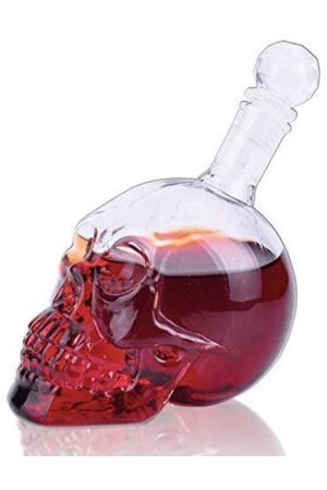 Crystal Head Kuru Kafa Cam Şişe Viski Likör Hediyelik Sürahi 350 Ml AD-394 - 5