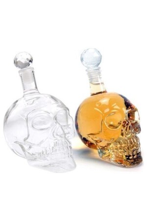 Crystal Head Kuru Kafa Cam Şişe Viski Likör Hediyelik Sürahi 350 Ml AD-394 - 8