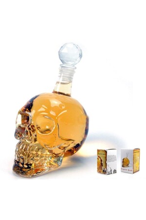 Crystal Head Kuru Kafa Cam Şişe Viski Likör Hediyelik Sürahi 350 Ml AD-394 - 9