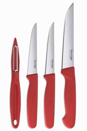 Cut 4 Frischgemüseschäler und Messerset 4-teilig Rot St-402 - 2