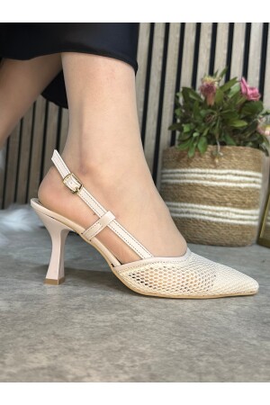 Daily Damen-Abendkleid-Schuhe 923 aus nacktem Netzstoff mit offenem Rücken und verstellbarer Schnalle und dünnen Absätzen - 1