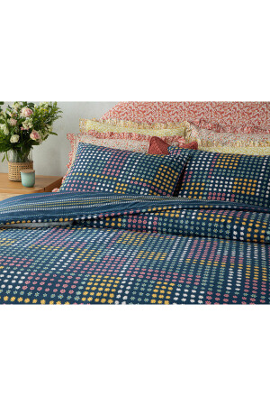 Daisy Patchwork-Baumwoll-Einzelbettbezug-Set, 160 x 220 cm, Marineblau, 10039002 - 5