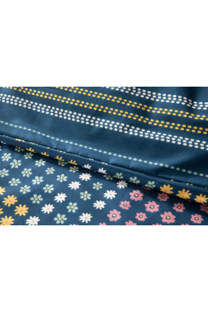 Daisy Patchwork-Baumwoll-Einzelbettbezug-Set, 160 x 220 cm, Marineblau, 10039002 - 6