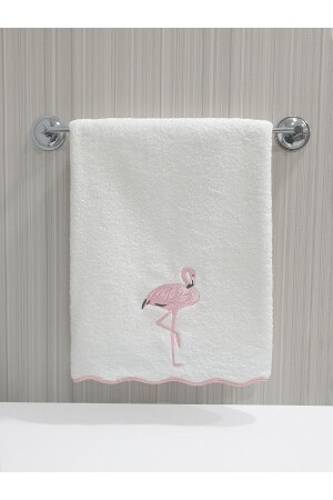 Dalgalı Kenar Flamingo Nakışlı Havlu El - Yüz 50x90 Cm %100 Pamuk TNMHM210200H2 - 2