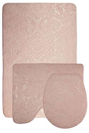 Damask 3’lü Pudra Ultrasoft Desenli Klozet Takımı Banyo Halısı Paspas Seti BnyUltraDesen - 3