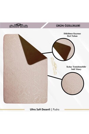 Damask 3’lü Pudra Ultrasoft Desenli Klozet Takımı Banyo Halısı Paspas Seti BnyUltraDesen - 4