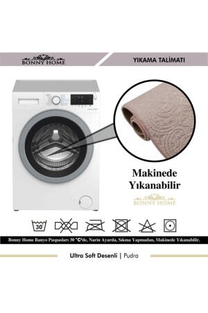 Damask 3’lü Pudra Ultrasoft Desenli Klozet Takımı Banyo Halısı Paspas Seti BnyUltraDesen - 6