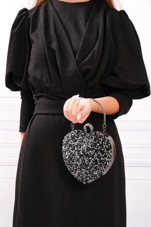 Damen-Abendtasche „Heart Stoned“ in Schwarz und Grau - 5