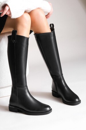 Damen Alltagsstiefel Kniehoher Reißverschluss Lindo Schwarz - 1