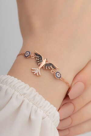 Damen-Armband, Modell Smaragd und Phönix, Silber, mit Rose Evil Eye Gblzmrdnkm1-ros - 2