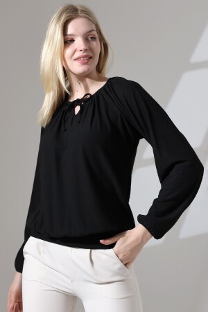 Damen-Bluse mit Raglanärmeln von KissNeck, komplett mit Kordelzug, Spitze, bequem, flexibel, gekämmte Baumwollbluse und Hijab-Bluse - 1