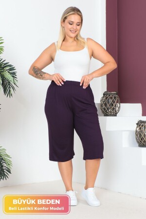 Damen-Caprihose, große Größe, elastische Taille, Komfortmodell, Tasche, bequeme Passform, Lycra-Baumwolle, weites Bein - 1