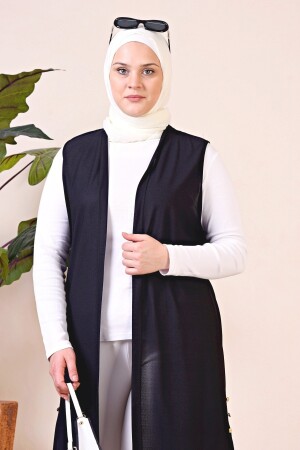 Damen Hijab Kleidung Plus Size Sommer Mutter Weste Schwarz - 4