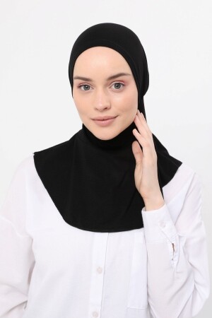 Damen-Hijab mit praktischem Halskragen – Sporthaube – Schwarz - 2